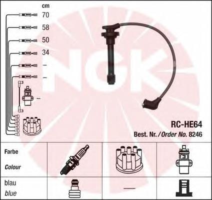Купити RCHE64 NGK Провід високовольтні, комплект