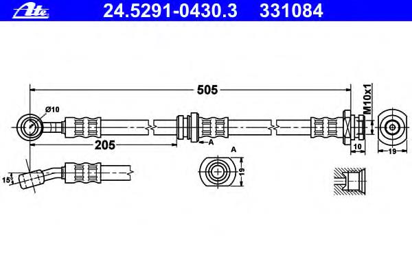 Шланг гальмівний передній 24529104303 ATE