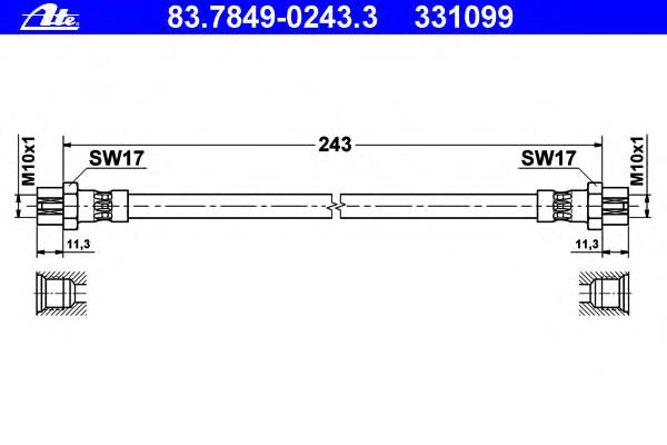 Шланг гальмівний задній 83784902433 ATE
