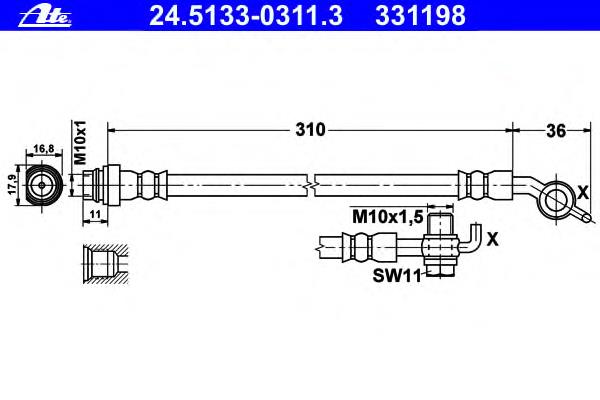 Шланг гальмівний задній 24513303113 ATE