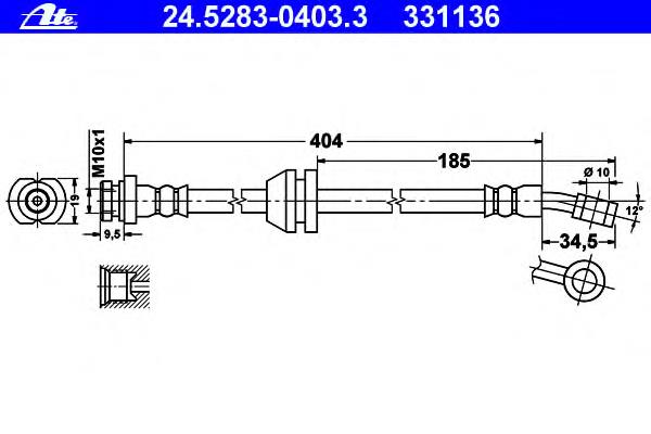 Шланг гальмівний передній 24528304033 ATE