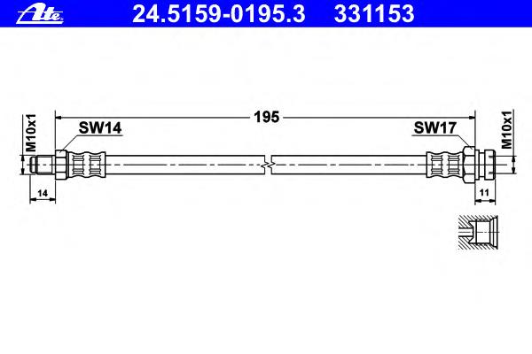 Шланг гальмівний передній 24515901953 ATE