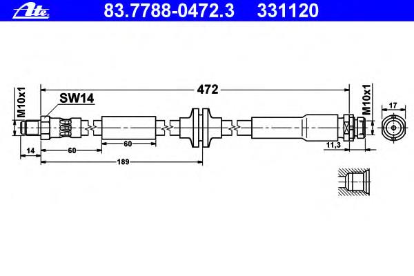 Шланг гальмівний задній HMP8V412282AB Hmpx
