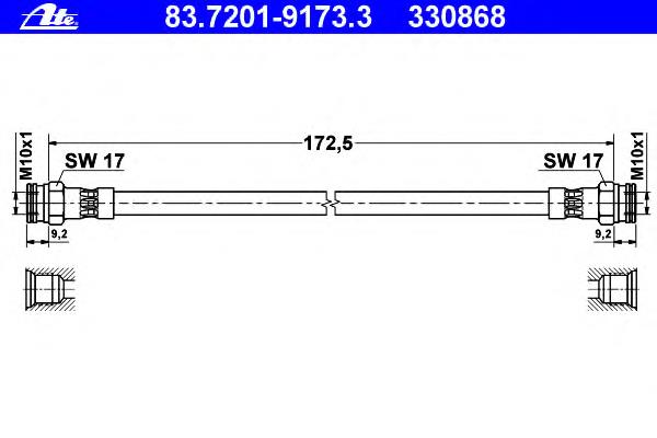 Шланг гальмівний задній 83720191733 ATE
