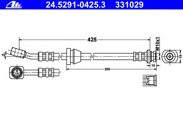 Шланг гальмівний передній 24529104253 ATE