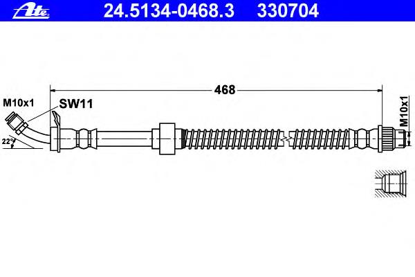 Шланг гальмівний передній 24513404683 ATE