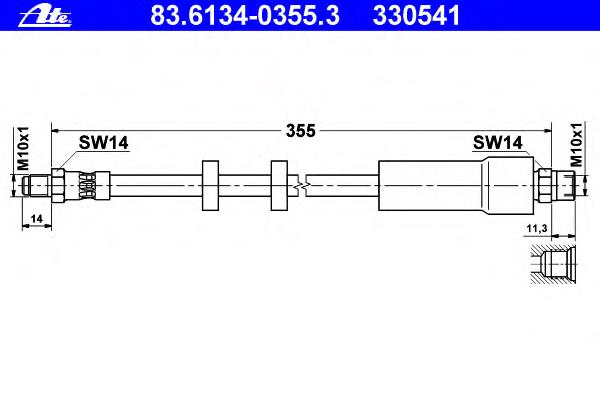 Шланг гальмівний задній 83613403553 ATE