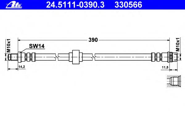 Шланг гальмівний передній 24511103903 ATE