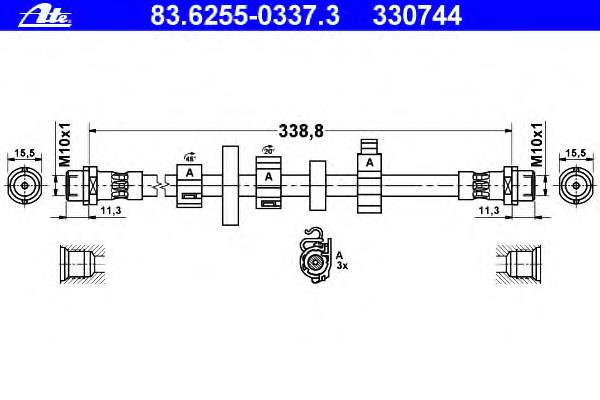Шланг гальмівний передній ATE 83625503373 ціна, від 5.95 USD