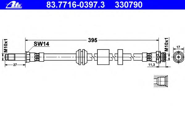 Шланг гальмівний передній 83771603973 ATE