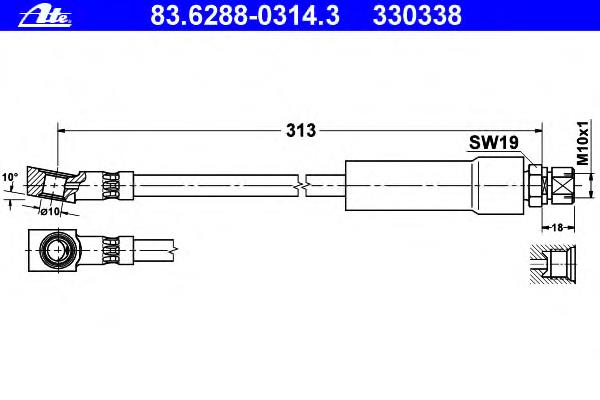 Шланг гальмівний передній 83628803143 ATE