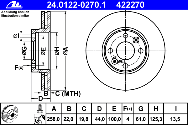 24012202701 ATE диск гальмівний передній