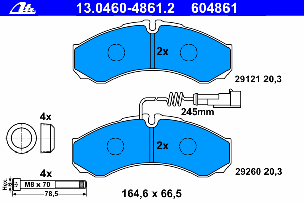 Колодки гальмові задні, дискові 13046048612 ATE