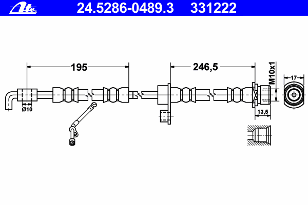 Шланг гальмівний передній, лівий 24528604893 ATE