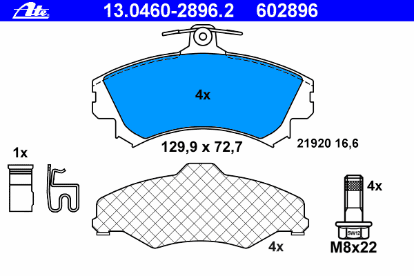 Передні тормозні колодки 13046028962 ATE