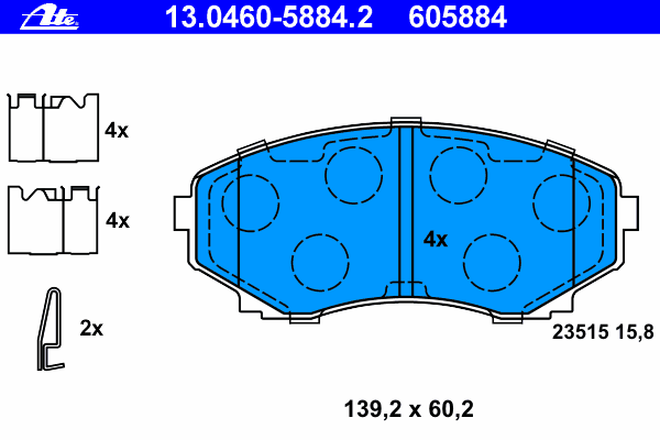 13046058842 ATE колодки гальмівні передні, дискові