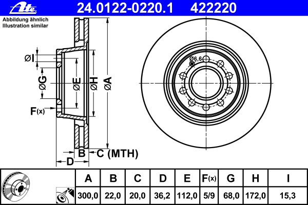 24012202201 ATE диск гальмівний задній