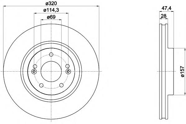 Диск гальмівний передній 8DD355117971 HELLA