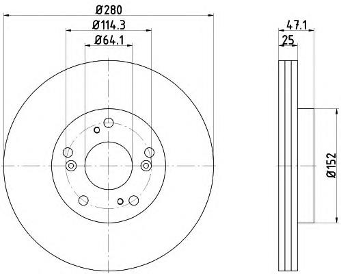 Диск гальмівний передній 8DD355118191 HELLA