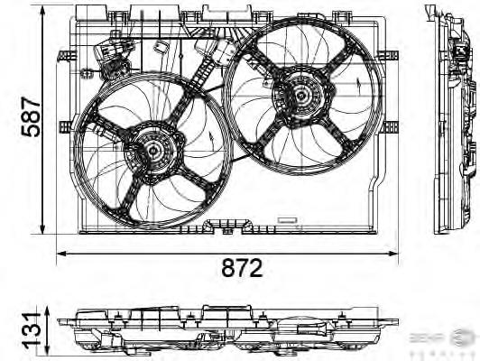 8EW351041451 HELLA Дифузор радіатора охолодження, в зборі з мотором і крильчаткою