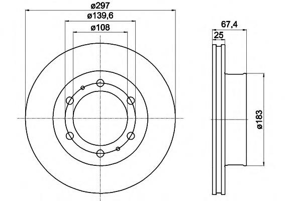 Диск гальмівний передній 8DD355116821 HELLA