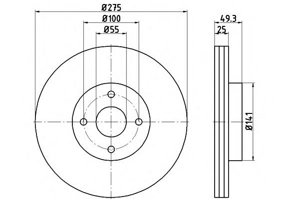 Диск гальмівний передній 8DD355115741 HELLA