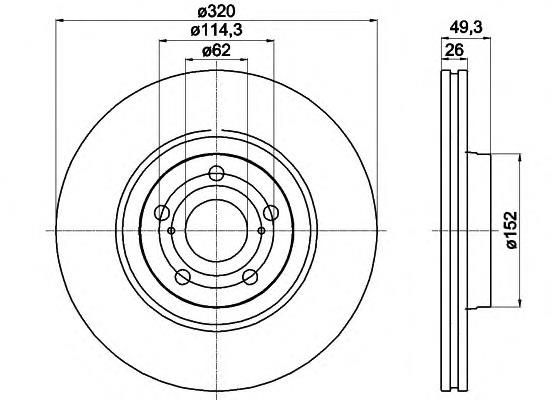 Диск гальмівний передній 8DD355116131 HELLA