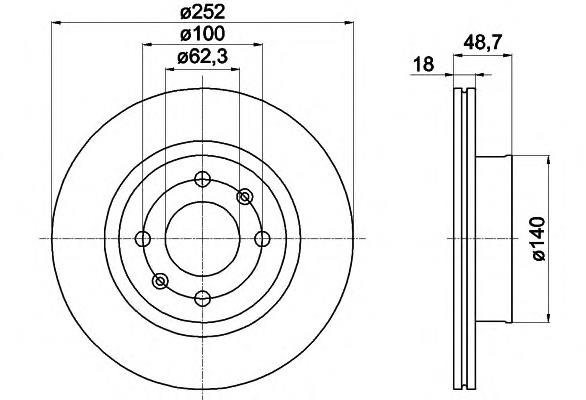 Диск переднього гальма HELLA 8DD355116201 ціна, від 37.16 USD