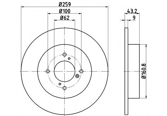 Диск гальмівний задній 8DD355117301 HELLA