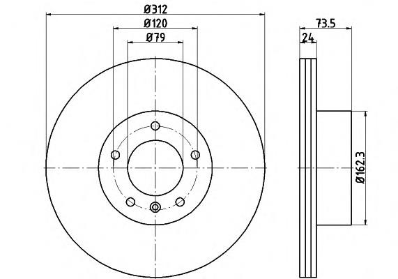 Диск переднього гальма HELLA 8DD355115381 ціна, від 60.95 USD