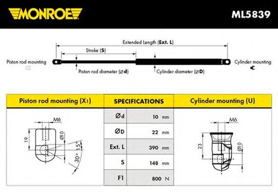 Амортизатор кришки багажника Monroe ML5839