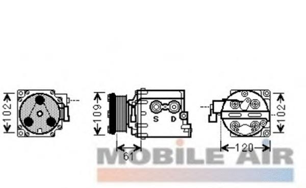 Компресор системи кондиціювання VAN Wezel 1800K436 ціна, від 268.10 USD