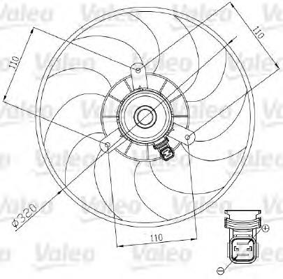 698444 VALEO PHC Електровентилятор охолодження в зборі (двигун + крильчатка) (Диаметр: 320 мм, 120 Вт )