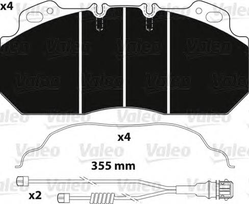 882217 VALEO Передні гальмівні колодки