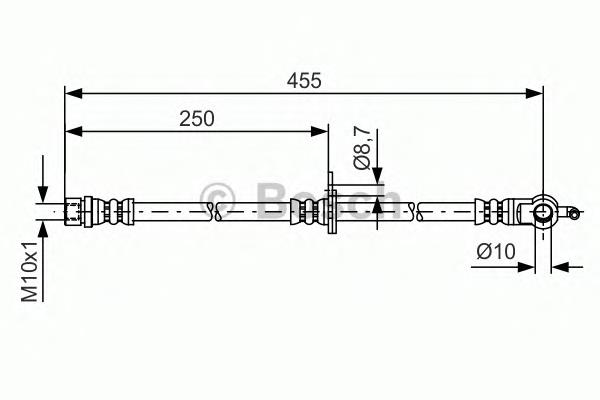 Шланг гальмівний передній, правий Bosch 1987481389 ціна, від 19.16 USD