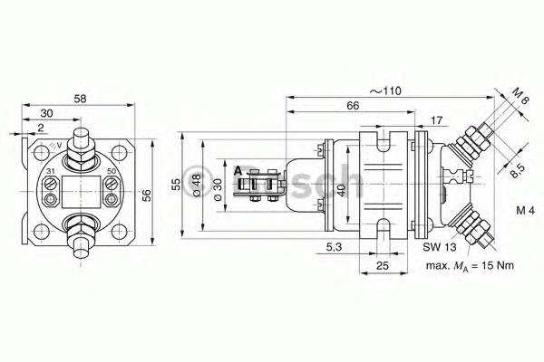 Втягуюче реле стартера 0333006004 Bosch