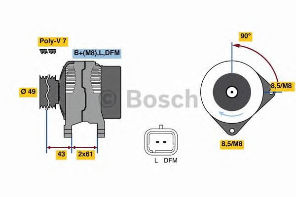 Генератор автомобільний Bosch 0986080330