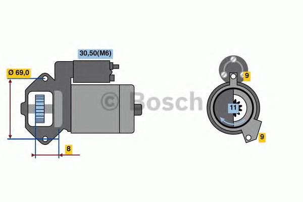 0986022020 Bosch Стартер (Напряжение, В: 12; Мощность , кВт: 2,2)