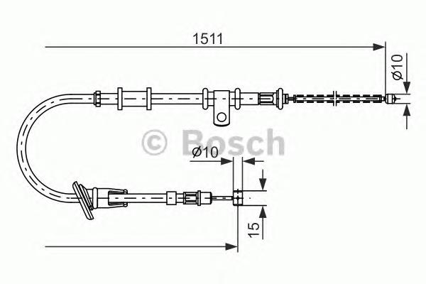 Трос стоянкового гальма задній правий Bosch 1987477677 ціна, від 17.62 USD