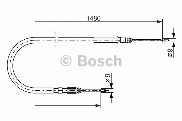 1987477653 Bosch Трос стоянкового гальма задній правий