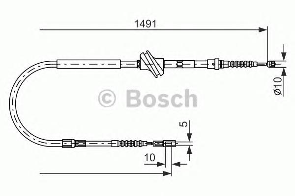 1987477687 Bosch Трос ручного гальма задній, правий/лівий