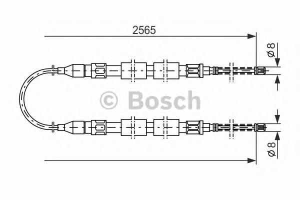 1987477041 Bosch Трос ручного гальма задній, правий/лівий