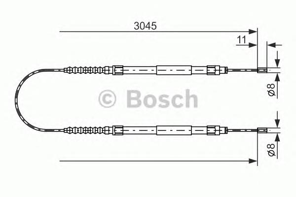 1987477115 Bosch Трос ручного гальма задній, правий/лівий