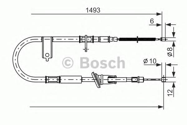 1987477066 Bosch трос ручного гальма задній, лівий