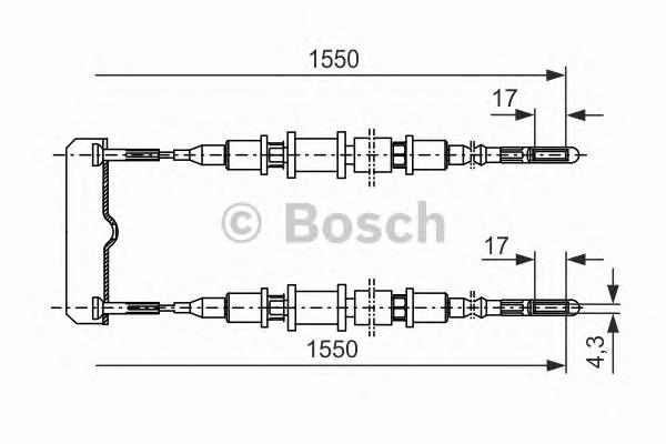 1987477250 Bosch Трос ручного гальма задній, правий/лівий