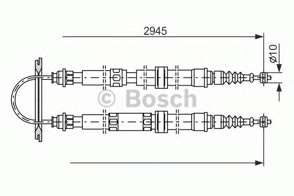 1987477390 Bosch трос ручного гальма задній, правий/лівий