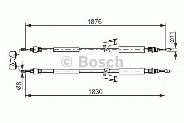 1987477202 Bosch Трос ручного гальма задній, правий/лівий