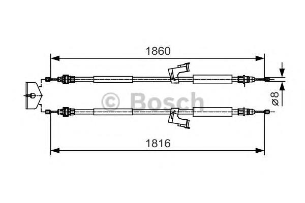 Купити 1987482019 Bosch Трос ручного гальма задній, правий/лівий