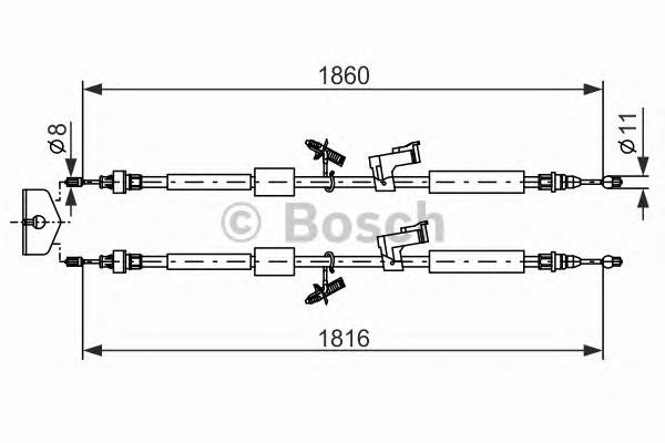 Купити 1987482189 Bosch Трос ручного гальма задній, правий/лівий