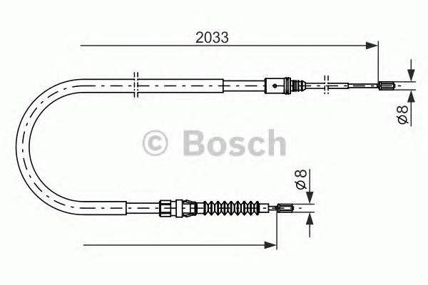 1987482190 Bosch Трос ручного гальма задній, правий/лівий